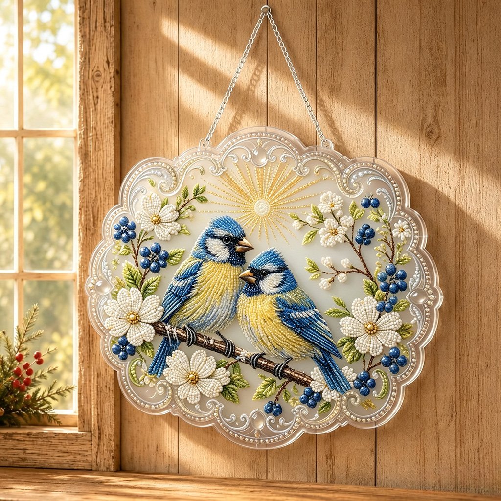 🐦Cardinals & Sunrise Diamond Art Hanging Ornament Kit