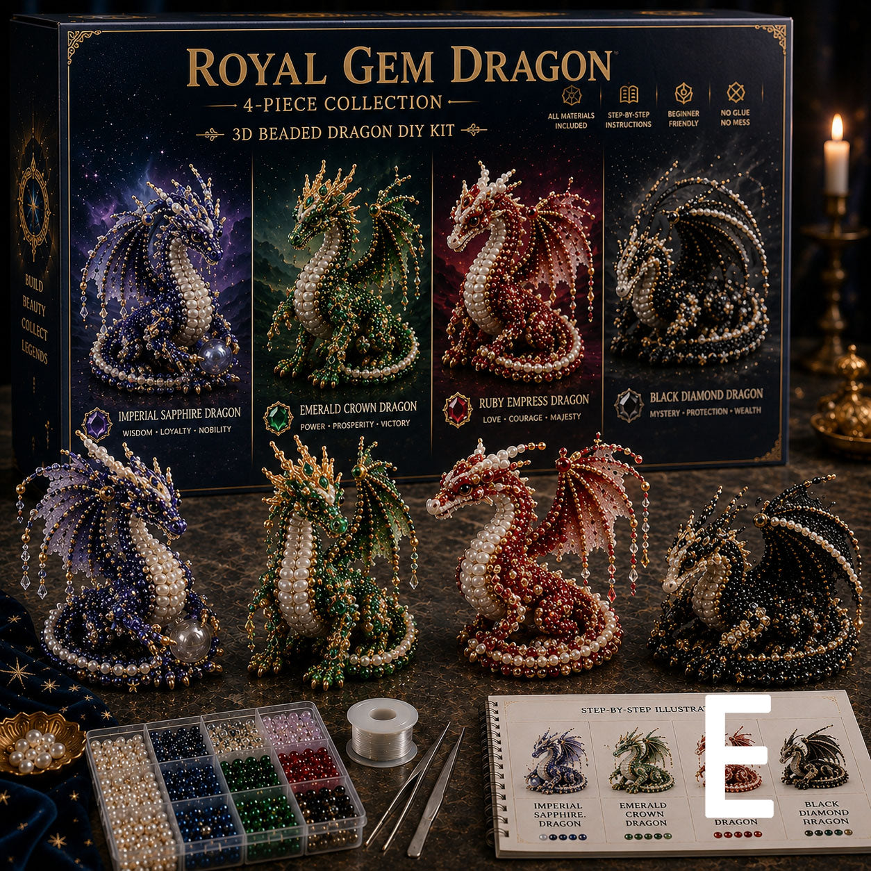 Legendary Guardians 4-Piece 3D Beaded DIY Kit Collection