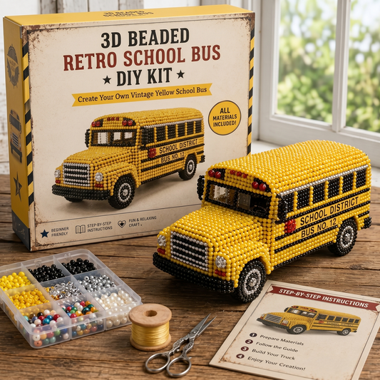 Vintage School Bus 3D Beaded DIY Collector Kit