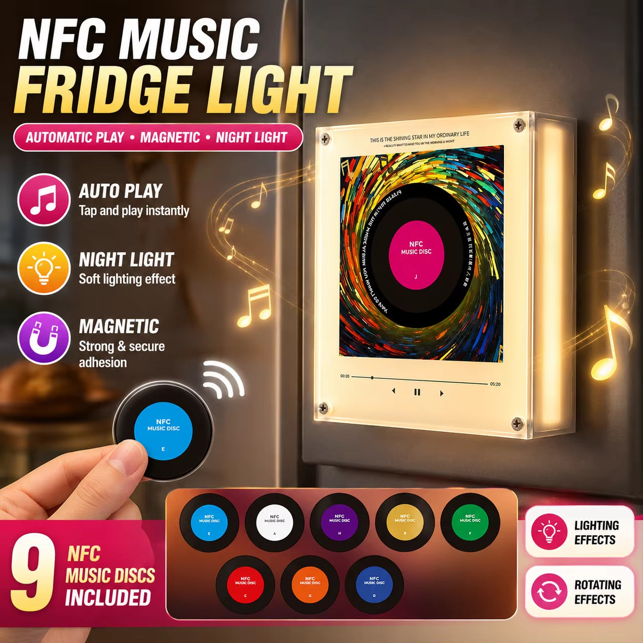 ⏳Last Chance to Save • Limited Inventory!🎵 Iconic Pop Star NFC Fridge Magnet Music Player | Retro Vinyl Style Decor