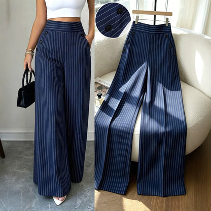 👖High-Waist Striped Wide-Leg Trousers