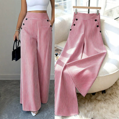 👖High-Waist Striped Wide-Leg Trousers