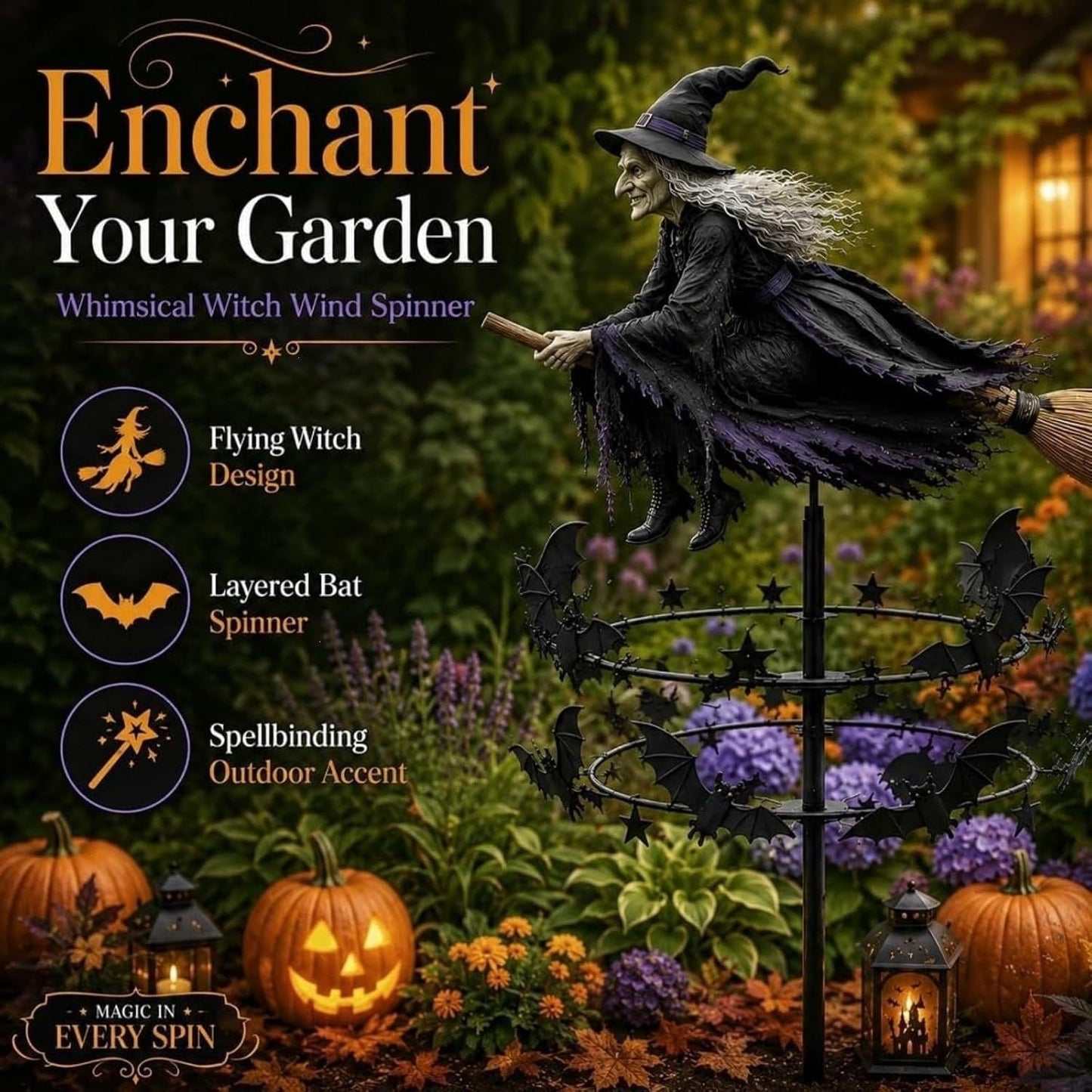 🔥Last Day 60% OFF 🧙‍♀️ The Enchanted Witch Garden Wind Spinner