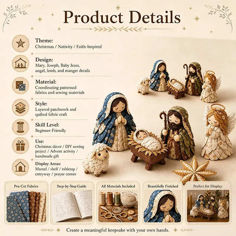 ✨DIY Patchwork Nativity Scene Sewing Kit