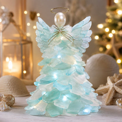 🎅DIY Lighted Sea Glass Santa Christmas Decor Kit | Complete Kit with Sea Glass Pieces, Warm Fairy Lights & Step-by-Step Guide Included 💕