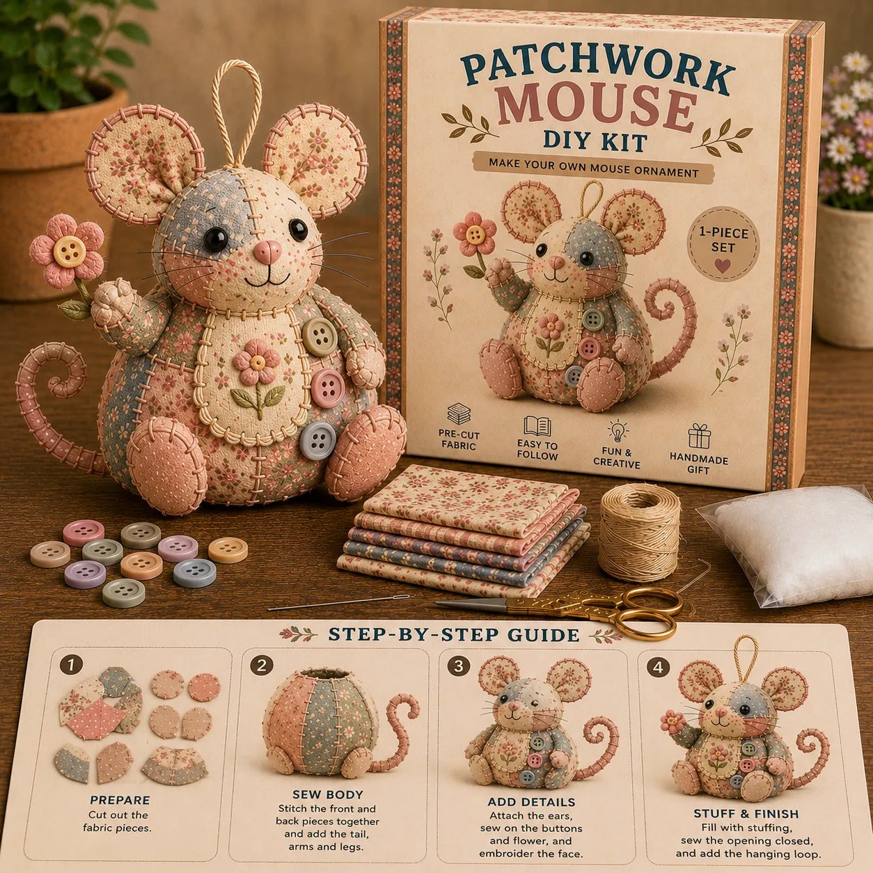 🧵DIY Patchwork Animal Kit – Create Your Own Adorable Animals