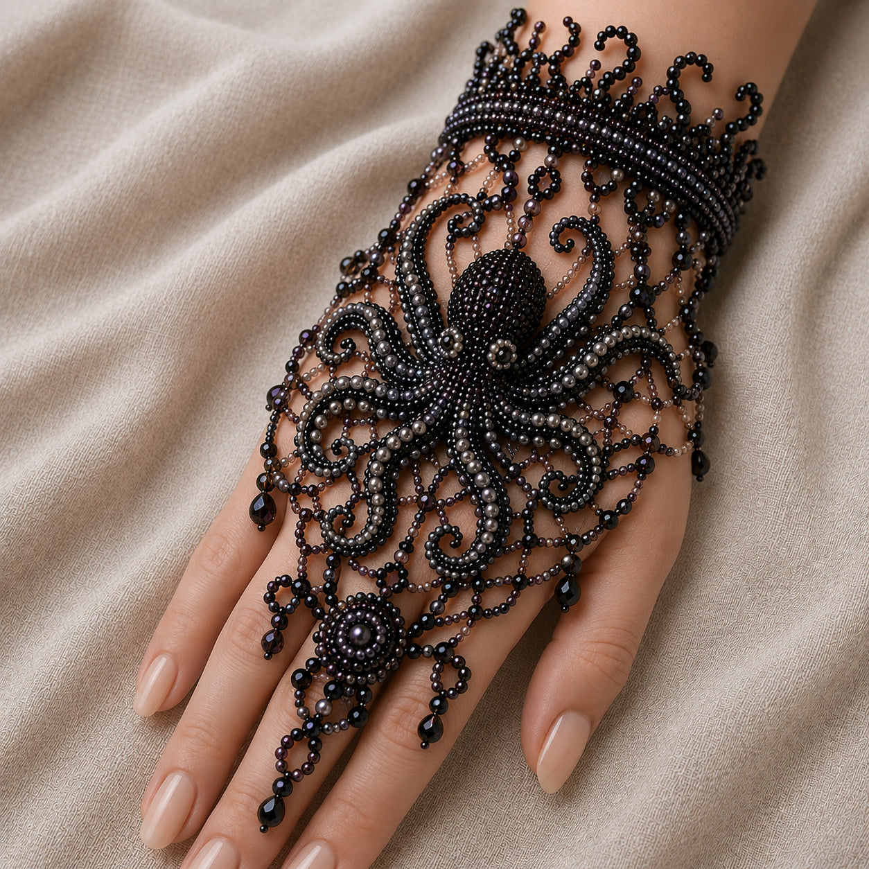 Enchanted Forest: Guardians & Shadows – DIY Beaded Hand Bracelet