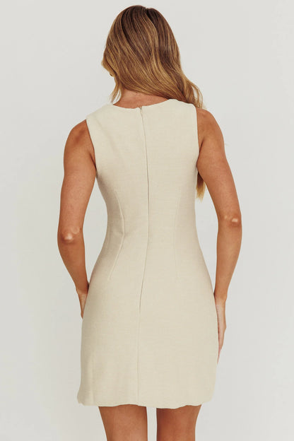 Celina Buttoned Knit Mini Dress Oat