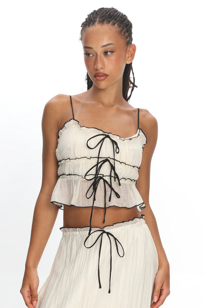 Maidens Tie Detail Overlock Top Cream