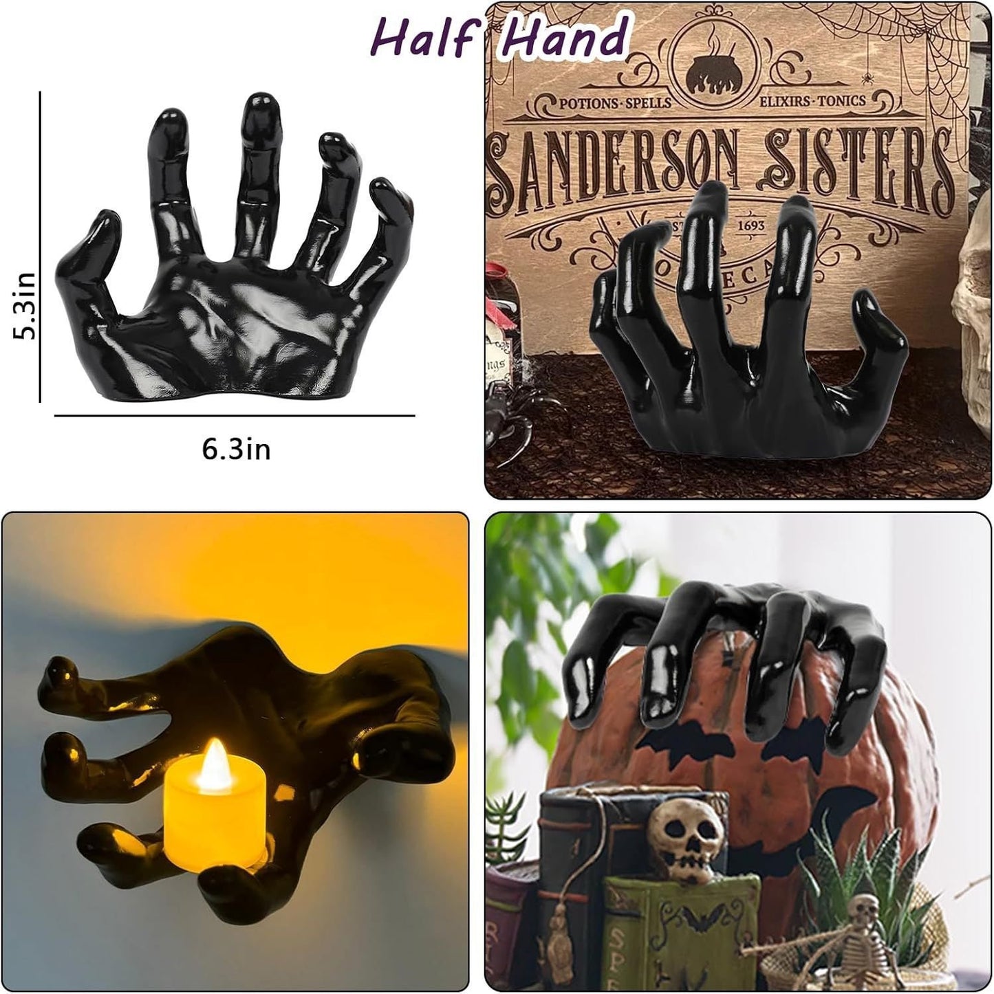 🖤 Wall Mounted Creepy Reaching Hands - Life-Sized Gothic Candle Holders