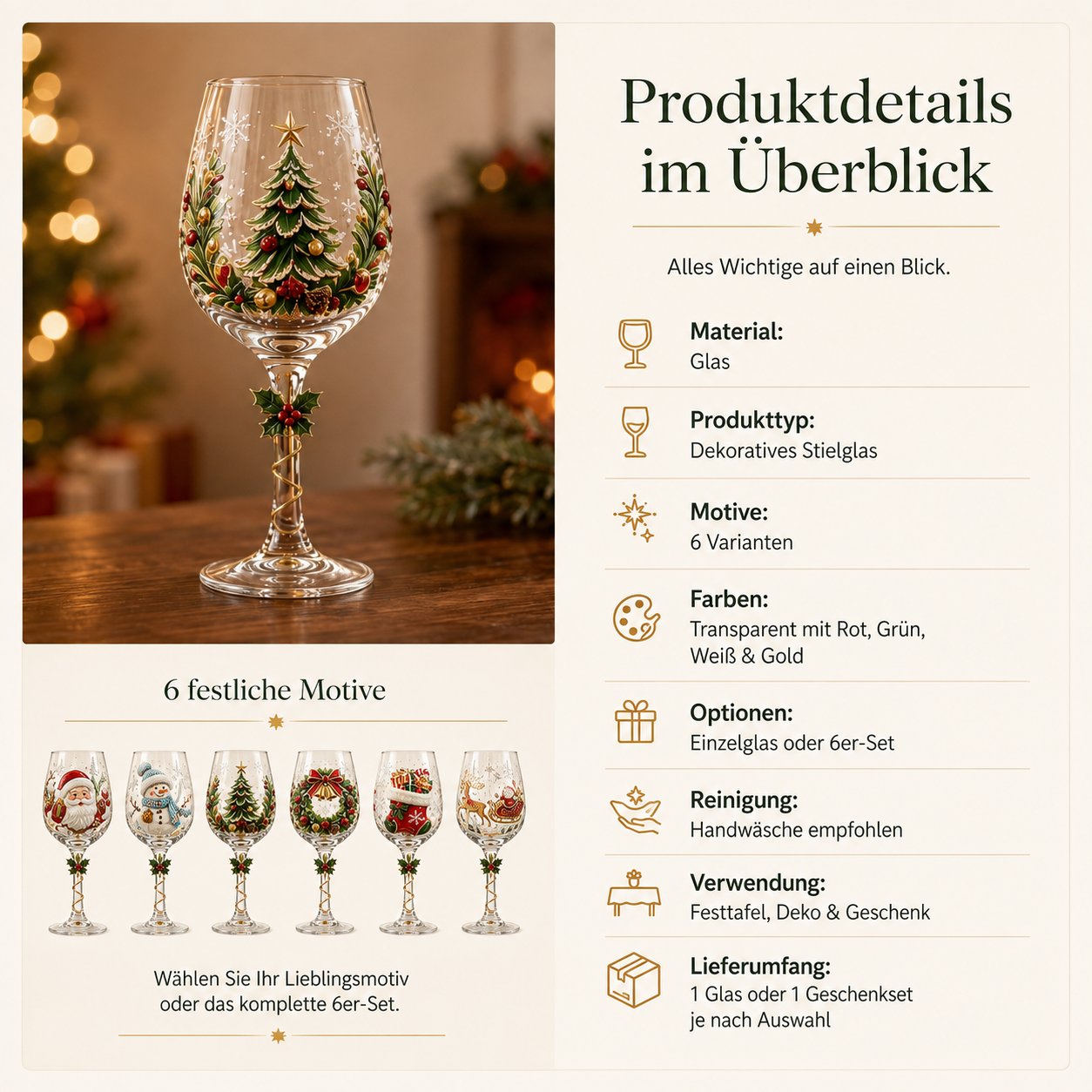 🎄Christmas stemware with a festive motif