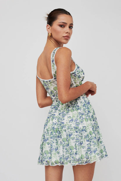 Sweet Nostalgia Laced Bodice Mini Dress Off-White