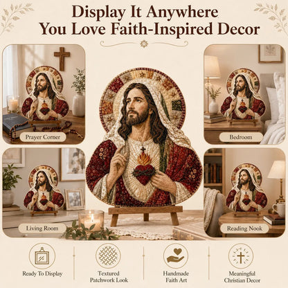 ✝️🧵 Premium Handmade Patchwork Jesus DIY Kit | High-Quality Layered Fabric with Stitched Details DIY Handmade Devotional Decor 🕊️✨