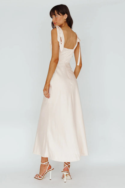 Pennelope Tied Shoulder Maxi Dress Ivory