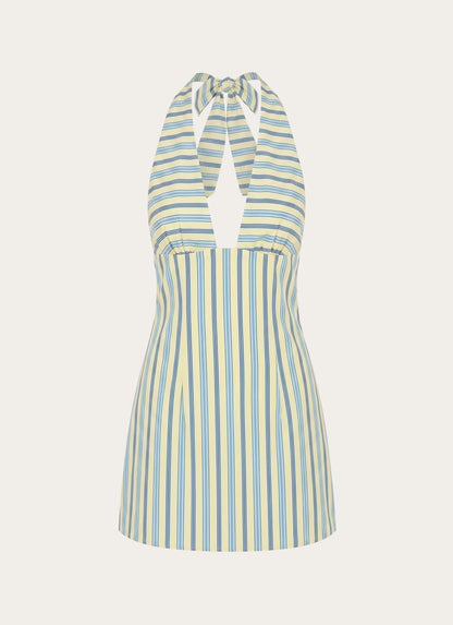 Feyric Mini Dress - Mint Banana Stripe