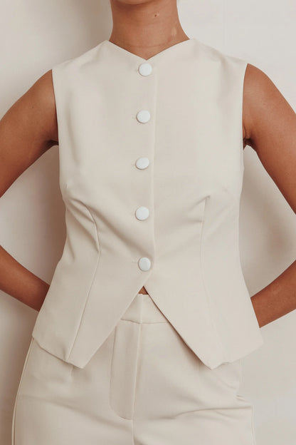 Consideration Sleeveless Vest Top Beige