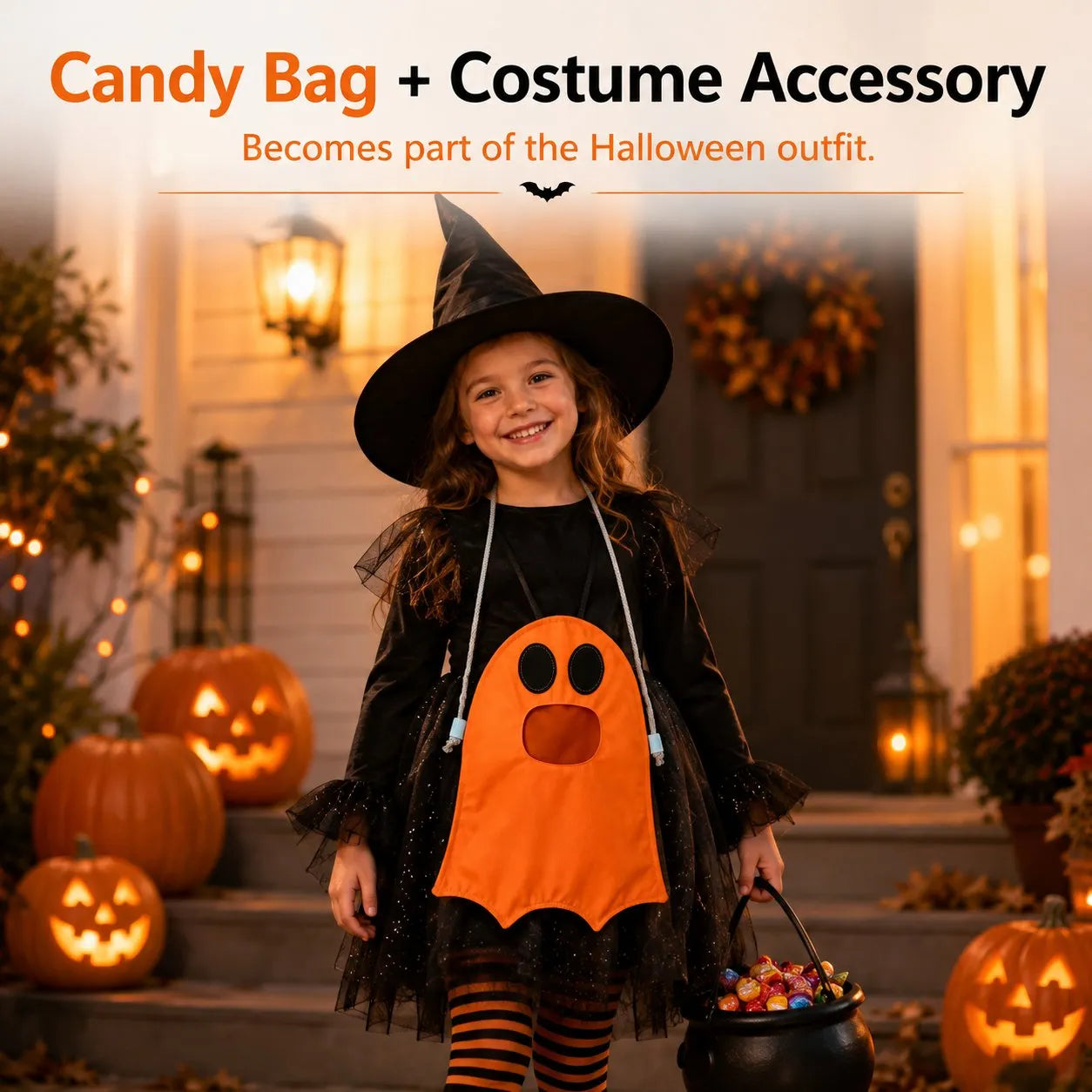 👻 Hands-Free “Feed the Ghost” Halloween Treat Bag for Kids  🎃🍬
