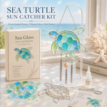 🔥Holiday Sale Now Open | 50% Discount🎉Personalized Coastal Glow Sea Glass Suncatcher Wind Chime Kit Collection with Text, Home Decor, Birthday Gift for Ocean Lovers