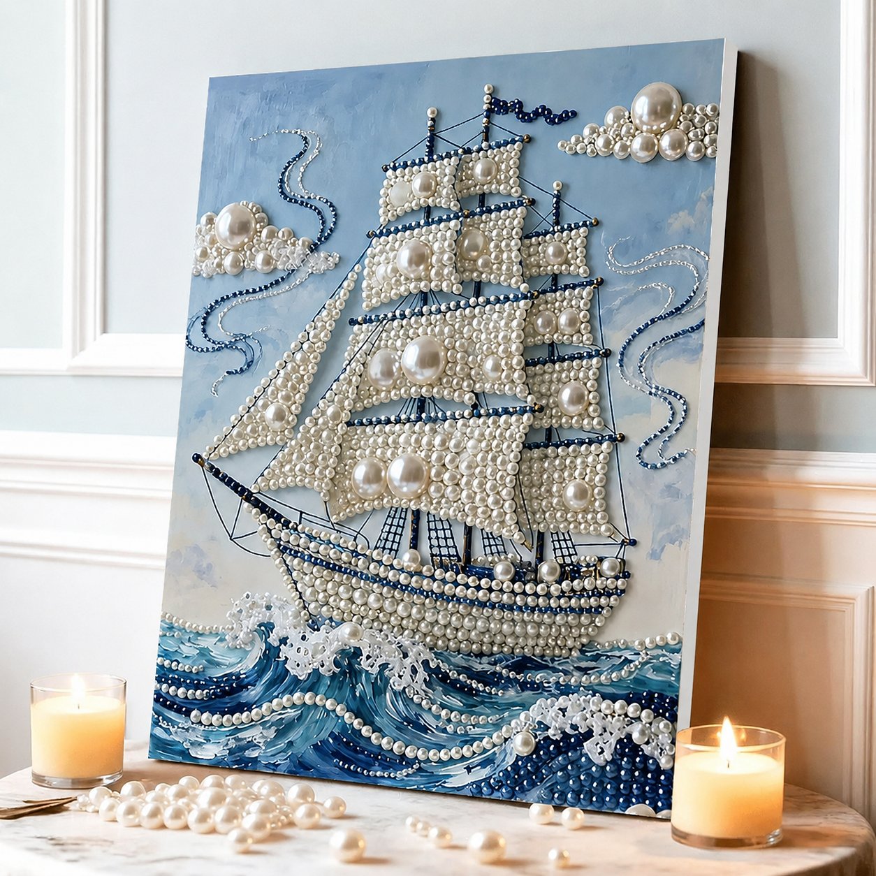 DIY Self-Adhesive Pearl Canvas Art for Elegant Wall Decor