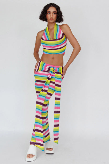 Sammi Tie Waist Knit Maxi Skirt Blue Multi
