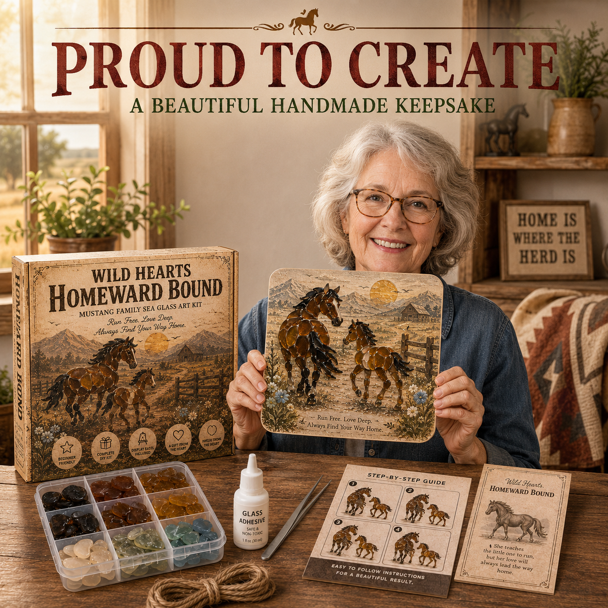 🌾 Mustang Family Memories DIY Sea Glass Art Kit