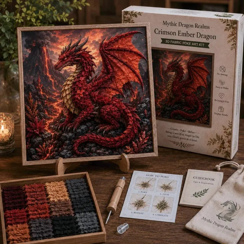 🎁Last Day Sale - 49% OFF🐉 Mythic Dragon Realms 3D Fabric Poke Art Kit