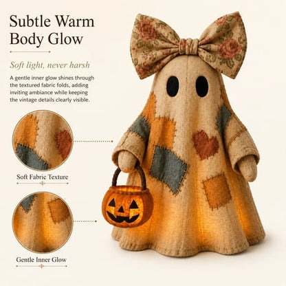 👻Lighted Vintage Patchwork Ghost
