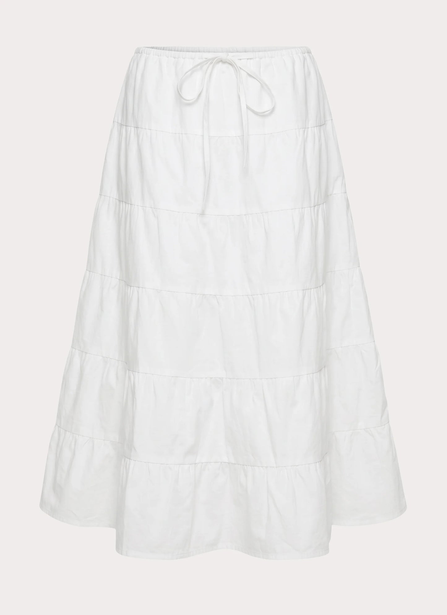 Aphira Tiered Midi Skirt - White