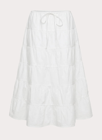 Aphira Tiered Midi Skirt - White