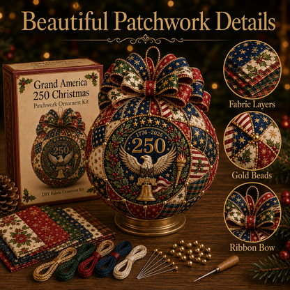 🇺🇸❤️Beginner-Friendly🎄 USA 250th Anniversary Christmas Patchwork Ornament DIY Kit