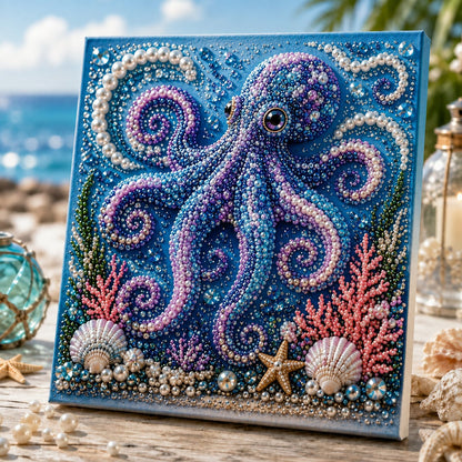 Premium 3D Pearl Ocean Wall Art Kit | Luxury Flocked Canvas with Scratch-Resistant Non-Fading Pearl Beads DIY Coastal Decor – Buy 2 Free Shipping