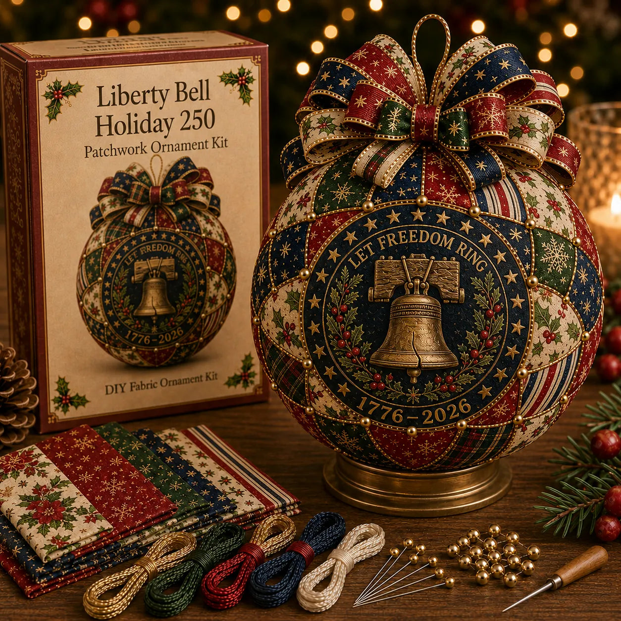🇺🇸❤️Beginner-Friendly🎄 USA 250th Anniversary Christmas Patchwork Ornament DIY Kit