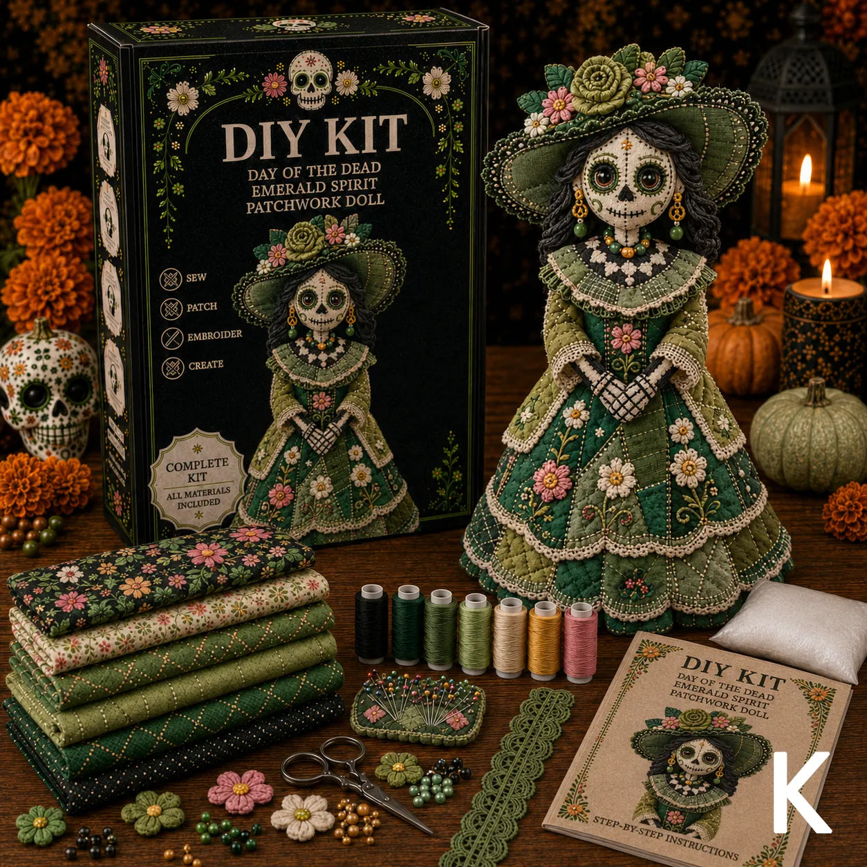 🔥50% Off Last Day - Day of the Dead Patchwork Doll DIY Kit