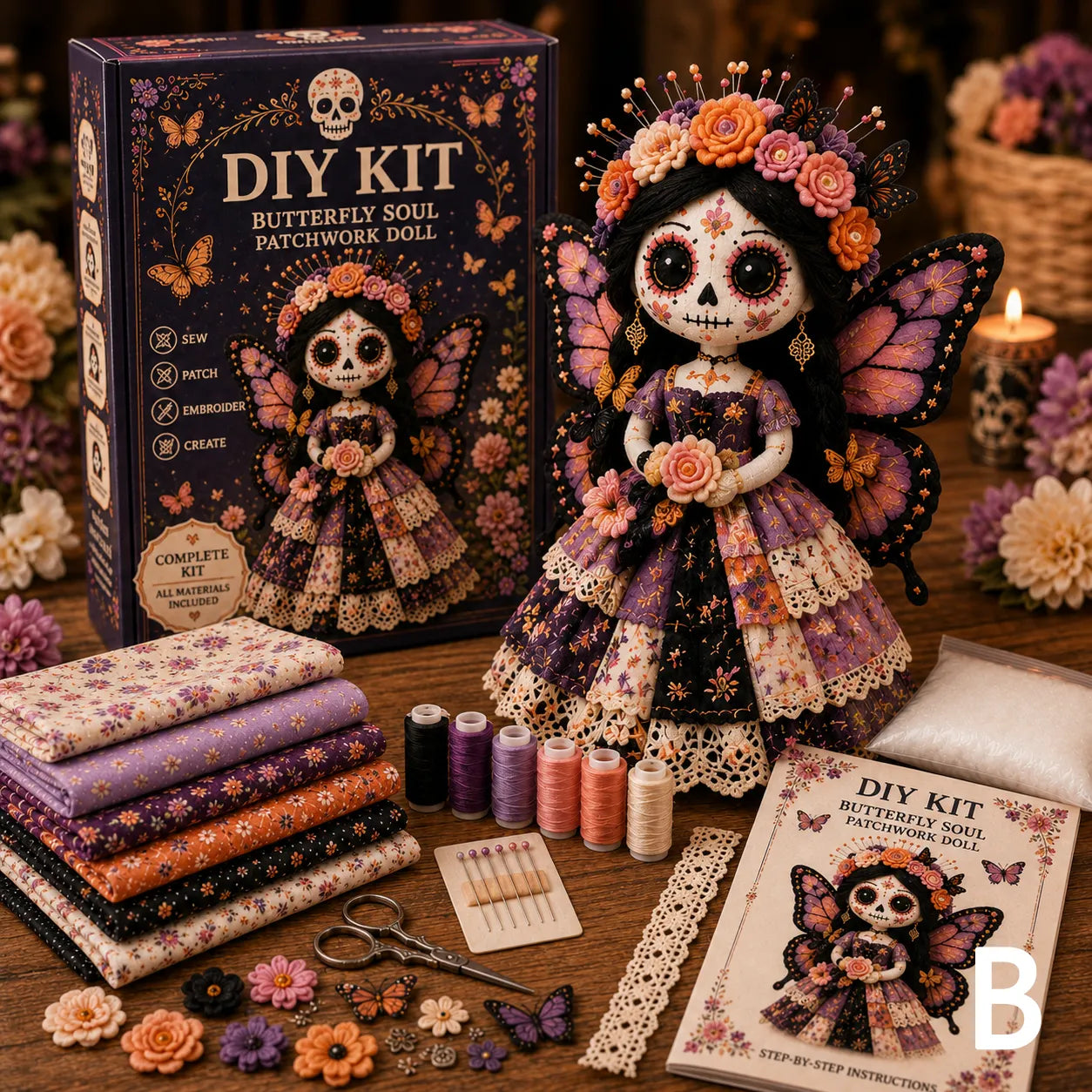 🔥50% Off Last Day - Day of the Dead Patchwork Doll DIY Kit