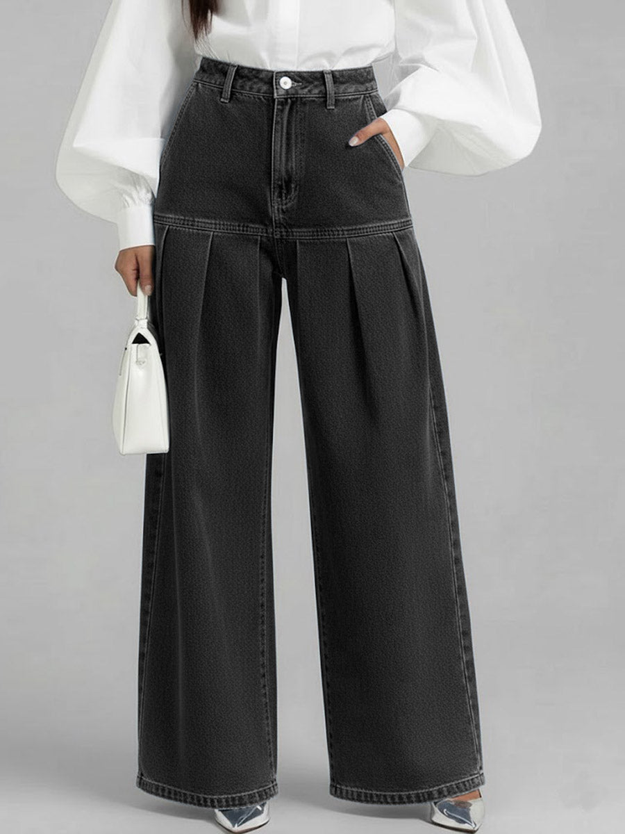 Women's High-waisted Casual Loose-fitting Wide-leg Jeans