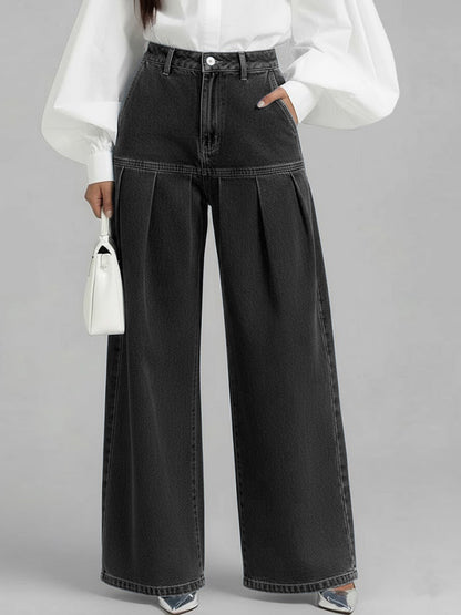 Women's High-waisted Casual Loose-fitting Wide-leg Jeans