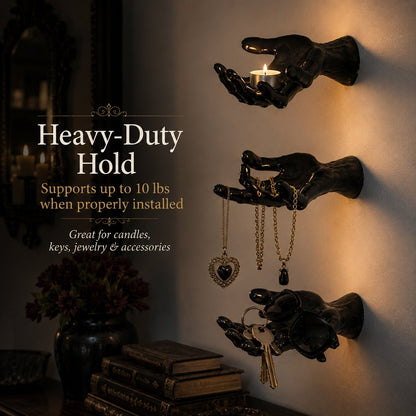 🖤 Wall Mounted Creepy Reaching Hands - Life-Sized Gothic Candle Holders
