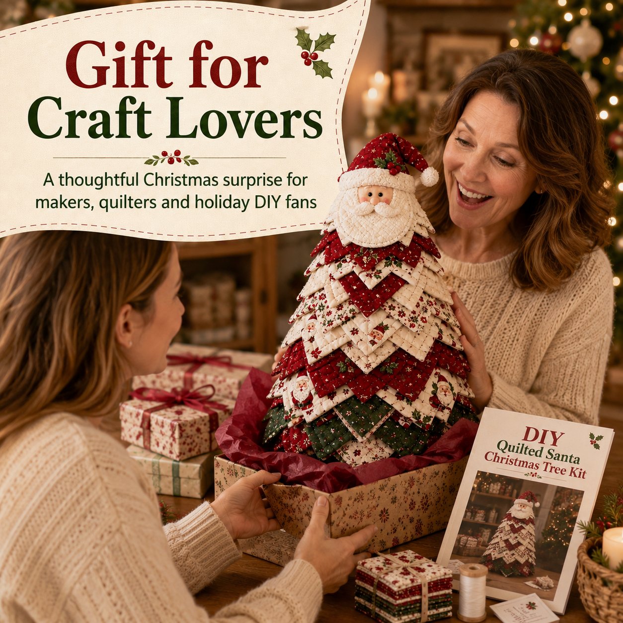 🎄🎅DIY Quilted Santa Christmas Tree Kit🎁