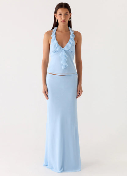 Star Girl Chiffon Maxi Skirt - Blue