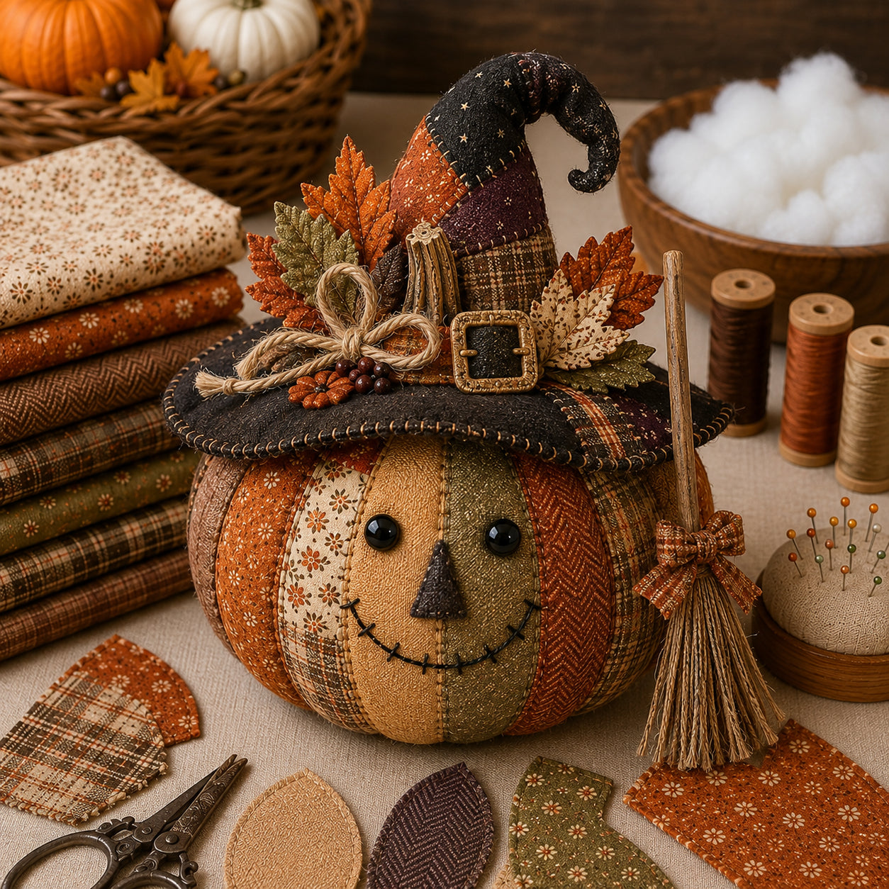 Cozy Harvest Pumpkin Patchwork Kit – DIY Quilted Fall Décor