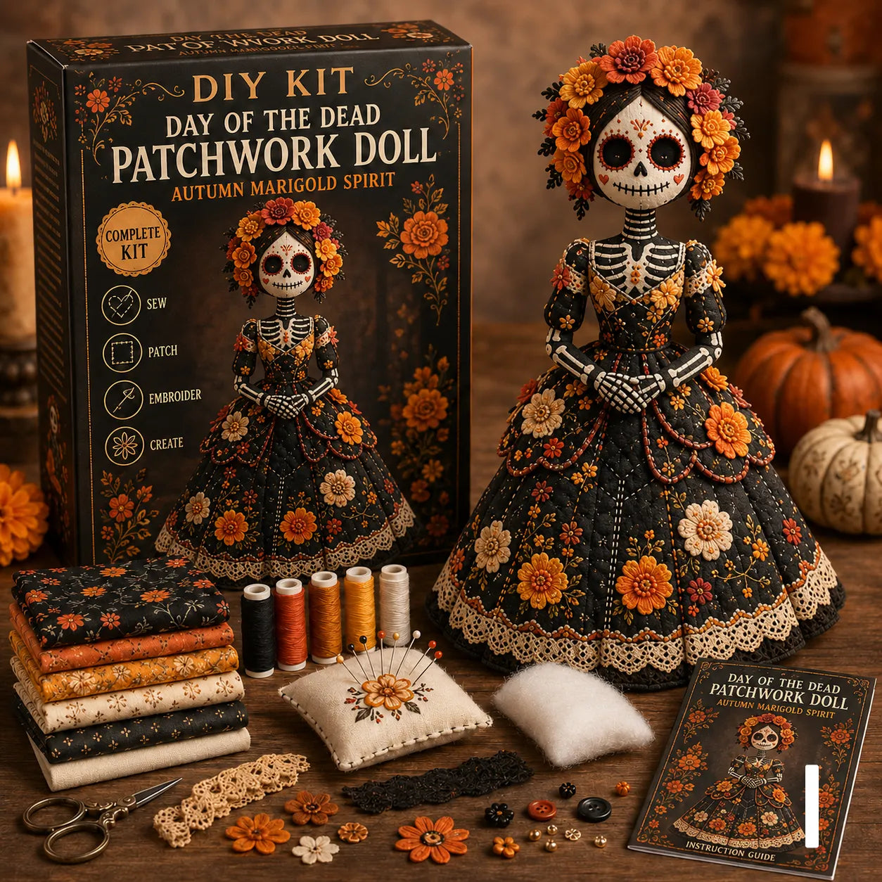 🔥50% Off Last Day - Day of the Dead Patchwork Doll DIY Kit