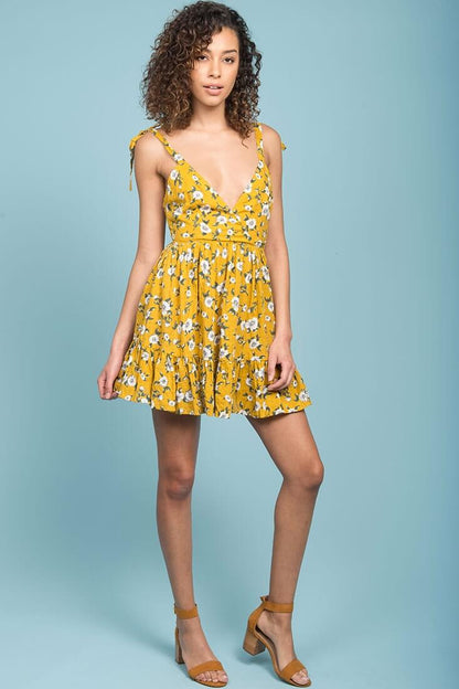 Elin Ruffled Casual Fall Dress Yellow