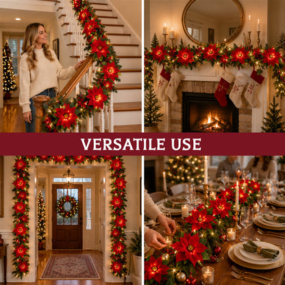 🎄✨Christmas Poinsettia LED Garland String Lights
