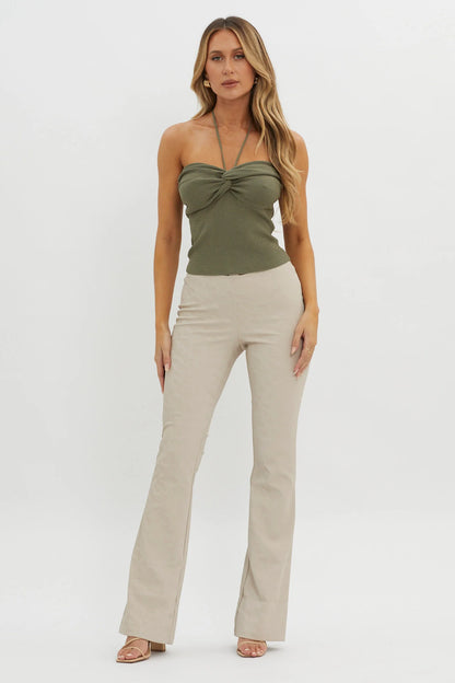 Solitude Twist Bust Knit Top Sage