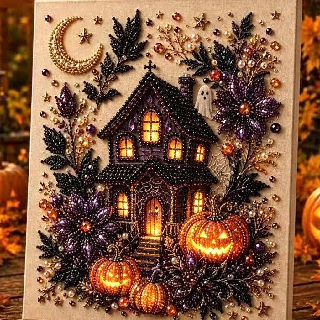 LAST DAY 50% OFF - Halloween Pearl Diamond Art DIY Kit (No Mess, Beginner)