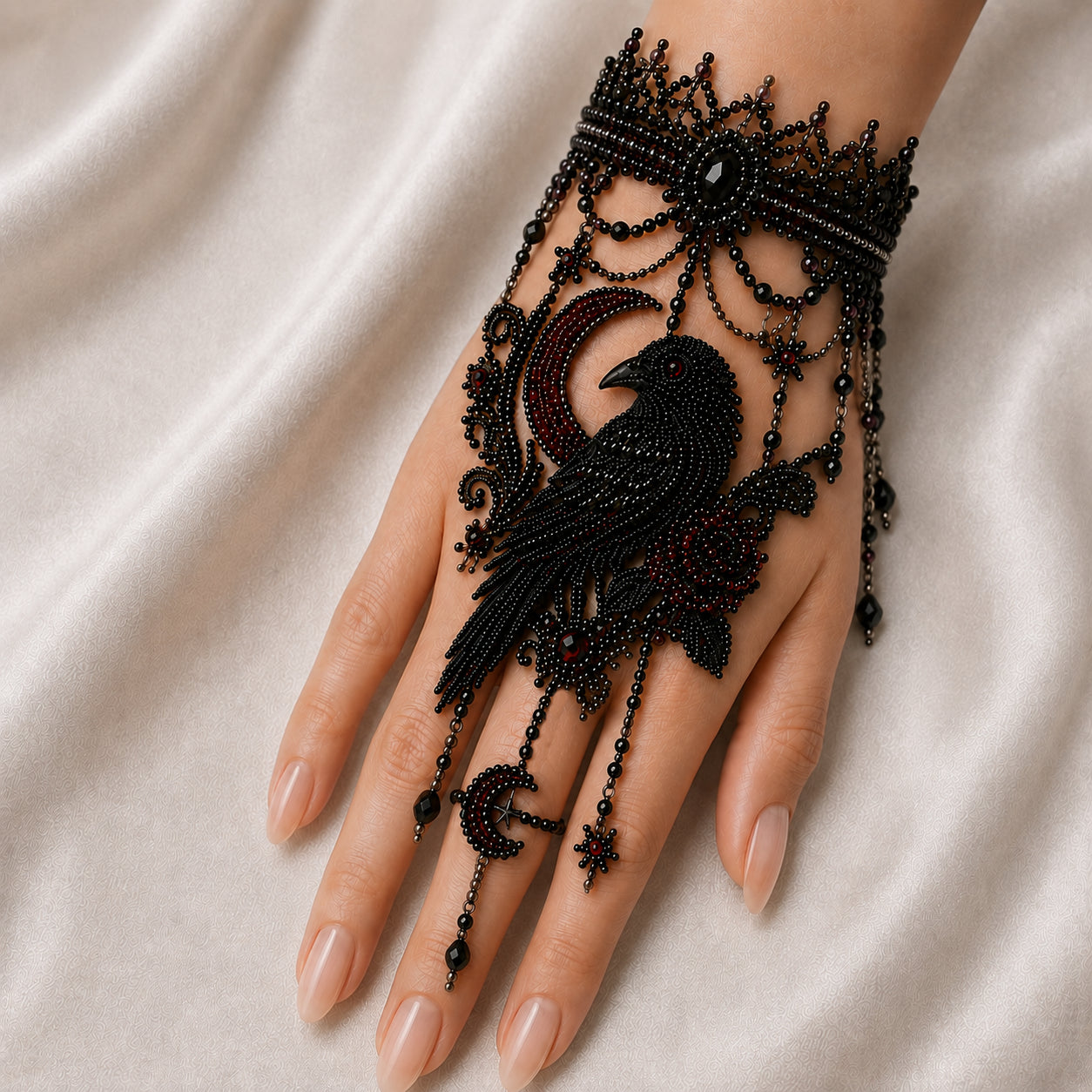 Enchanted Forest: Guardians & Shadows – DIY Beaded Hand Bracelet