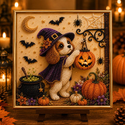 🧘Relaxing & Beginner-Friendly -💎DIY Halloween Puppy Pearl Painting Kit🐶