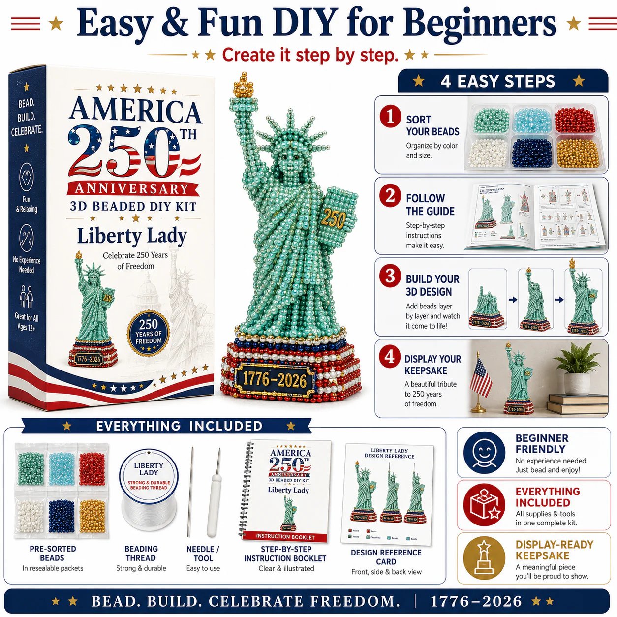 🔥LAST DAY 50% OFF - America 250th Anniversary 3D Beaded DIY Kit