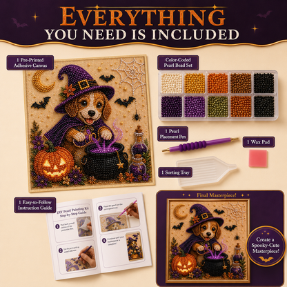🧘Relaxing & Beginner-Friendly -💎DIY Halloween Puppy Pearl Painting Kit🐶