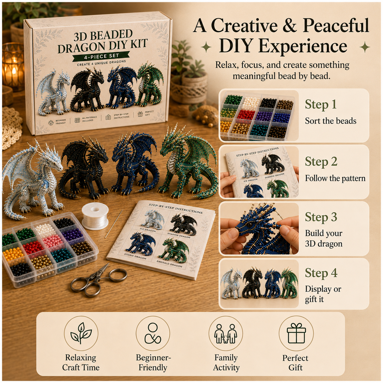 Mythic Dragon Realms 3D Beaded Dragon DIY Kit